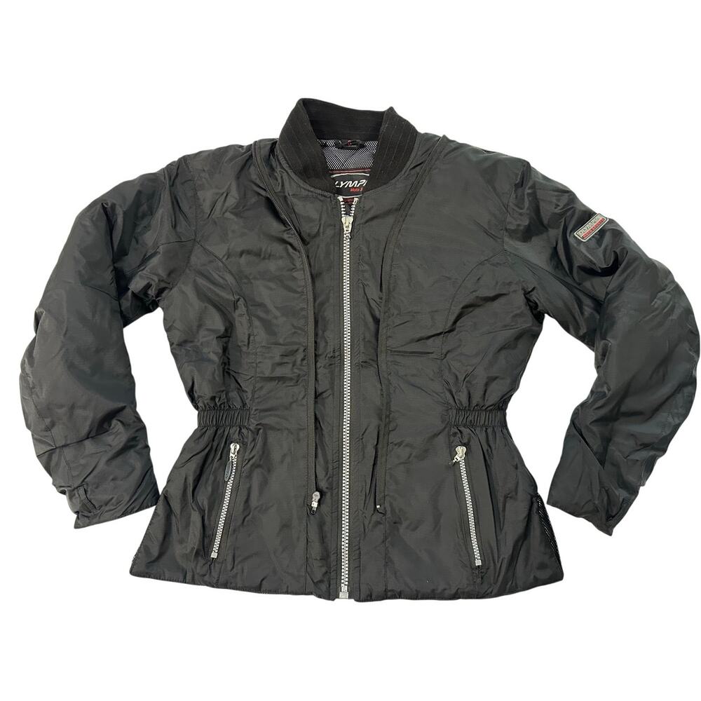 Olympia Moto Sports Jacket Black Full Zip Motorcycle Riding Ladies Small